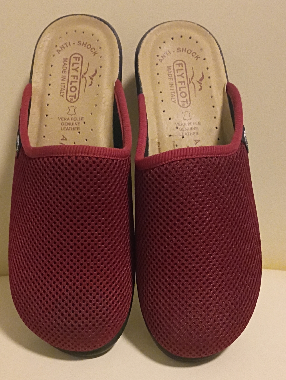 Fly Flot‎ Mules Women's 8 (38 Maroon Mesh Slip on Clogs Casual Comfort Shoes